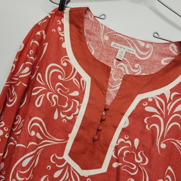 JM Collection Tunic Rust Orange White Top Womens 18w Long Shirt XL Ladies - Picture 5 of 8